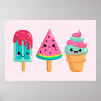 Yummy Ice Cream Trio Summer Vibe