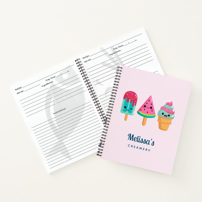 Yummy Ice Cream Trio Summer Vibe Recipe Notebook (Inside)