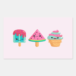 Yummy Ice Cream Trio Summer Vibe Rectangular Sticker