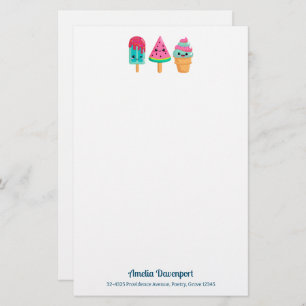 Yummy Ice Cream Trio Summer Vibe Stationery