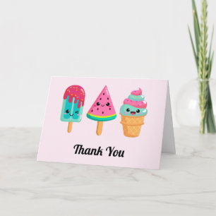Yummy Ice Cream Trio Summer Vibe Thank You Card