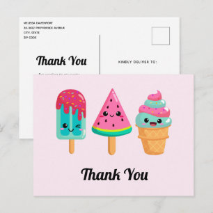 Yummy Ice Cream Trio Summer Vibe Thank You Postcard
