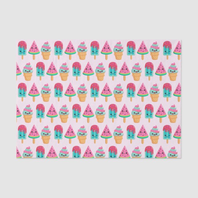 Yummy Ice Cream Trio Summer Vibe Tissue Paper (Front)