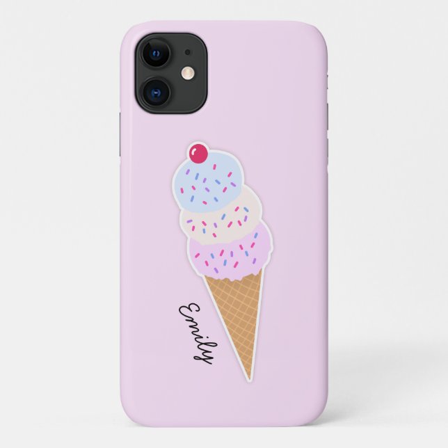 Yummy Icecream Cone Personalised iPhone Case (Back)
