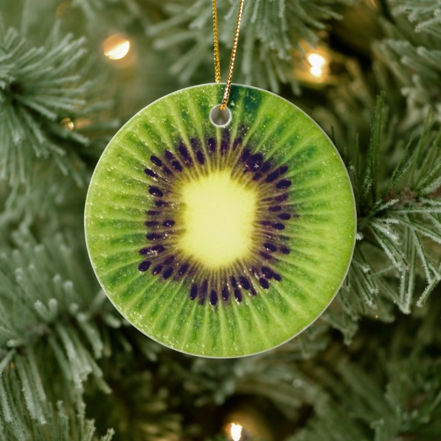 Yummy Kiwi Fruit Green 4Stephanie Ceramic Ornament (Tree)