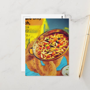 Yummy Lentil Rings and Soup mixed media collage Postcard