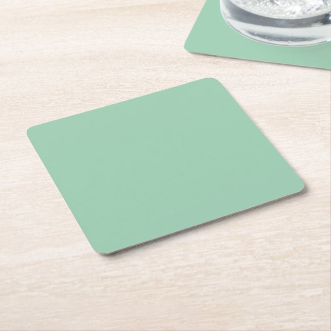 Yummy Mint Green Solid Colour Square Paper Coaster (Angled)