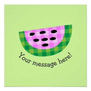 Yummy Neon Plaid Watermelon Slice Icon Poster