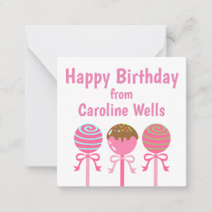 Yummy Pink Cake Pops Personalised Gift Cards