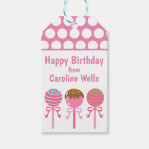 Yummy Pink Cake Pops Personalised Gift Tags