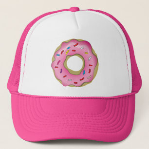 Yummy Pink Doughnut with Icing and Sprinkles Trucker Hat