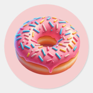 Yummy Pink Doughnut with Sprinkles Stickers