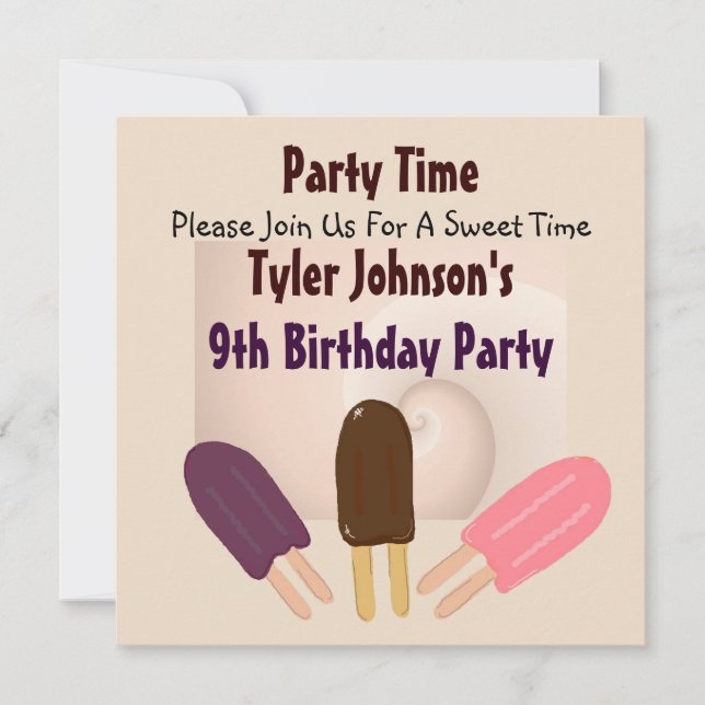 Yummy Popsicle Invitations (Front)