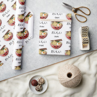 Yummy Ramen; Kawaii Ramen Bowl Wrapping Paper