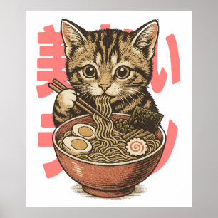 Yummy Ramen Kitten Matt Poster