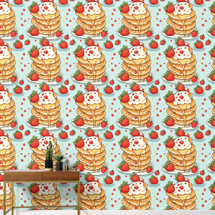 Yummy Retro Mid-Century Pancakes Breakfast Wallpaper