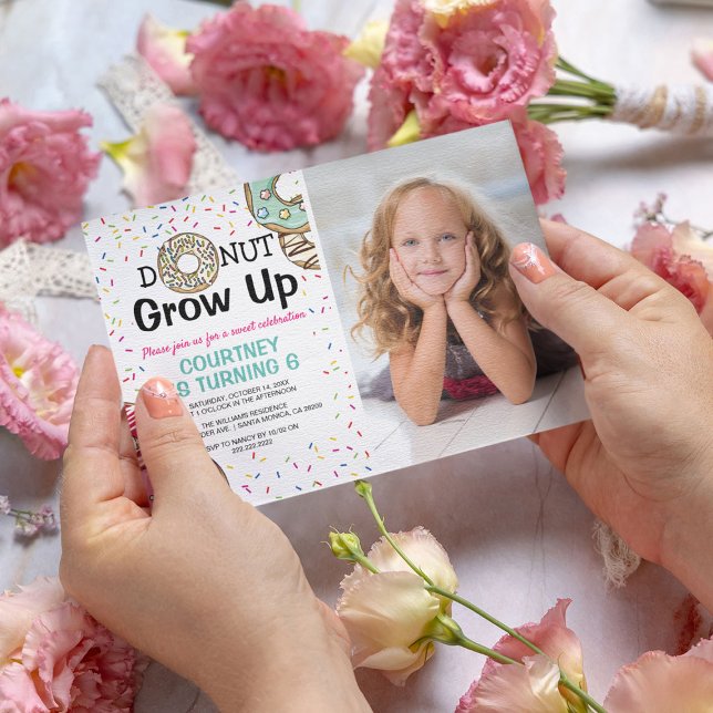 Yummy Scrummy 'Doughnut Grow Up' Photo Kids Birthd Invitation (Creator Uploaded)