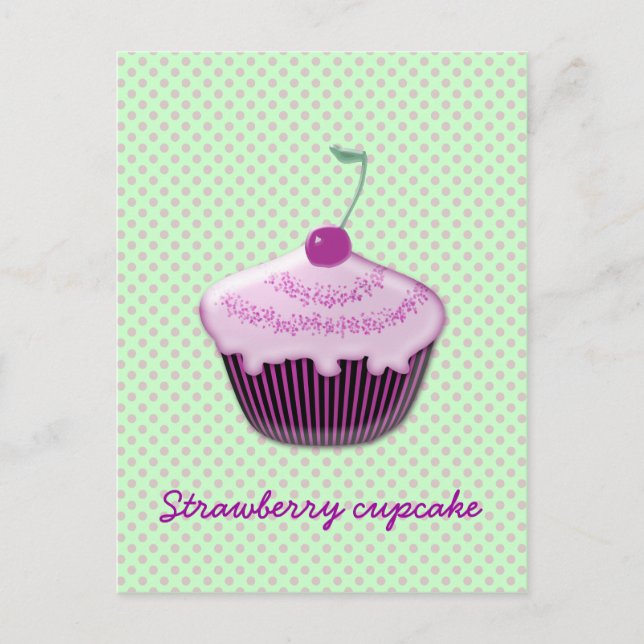 yummy strawberry cupcake postcard (Front)