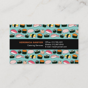 Yummy Sushi Fun Illustrated Pattern Business Card