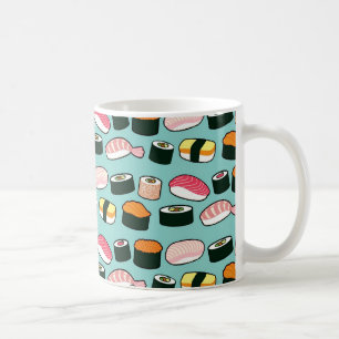 Yummy Sushi Fun Illustrated Pattern Coffee Mug