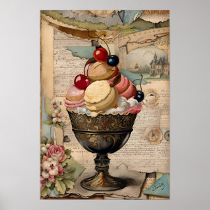 Yummy Sweets Vintage Collage  Poster