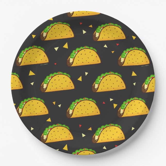 Yummy Taco Pattern Paper Plate (Front)