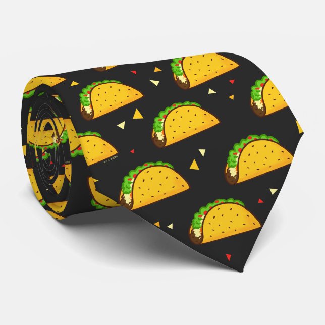Yummy Taco Pattern Tie (Rolled)