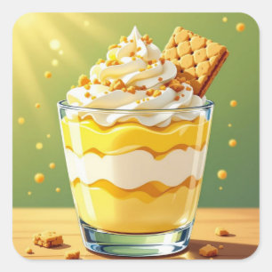 Yummy Vanilla Pudding Square Sticker