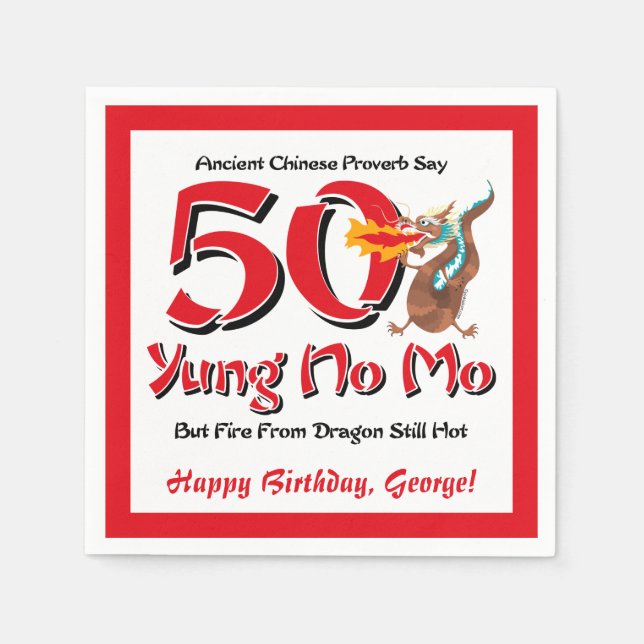 Yung No Mo 50th Birthday Napkin (Front)