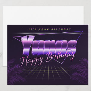 Yunus Name Vorname lila retro Karte Geburtstag Card