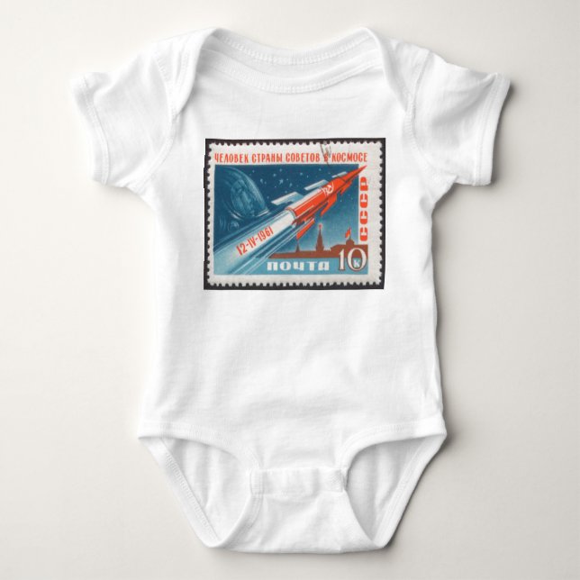 Yuri Gagarin Vostok 1 is 1st Man in Space Baby Bodysuit (Front)