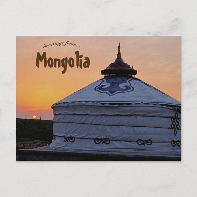 Yurt and Sunset in Mongolia Postcard (Front)