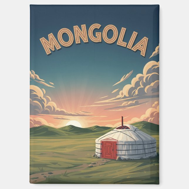 Yurt in Mongolia Travel Magnet (Front)