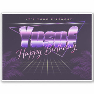 Yusuf Name Vorname lila retro Sticker Geburtstag