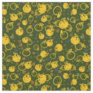 Yuzu Pattern (Olive Green) | Japanese fall style Fabric