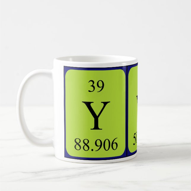Yves periodic table name mug (Left)