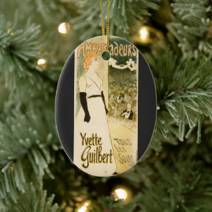 Yvette Guilbert by Theophile Alexandre Steinlen Ceramic Ornament