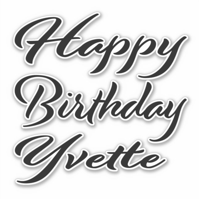 Yvette name first name black Sticker birthday (Front)