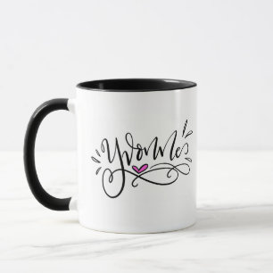 Yvonne, hand lettered design mug