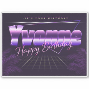 Yvonne Name Vorname lila retro Sticker Geburtstag