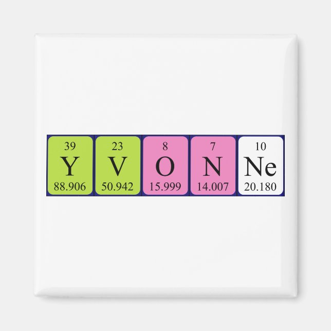 Yvonne periodic table name magnet (Front)