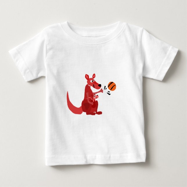 YY- Kangaroo Mother and Baby with Basketball T-Shirt (Front)