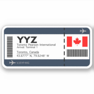 YYZ Toronto Boarding Pass - Canada Ticket