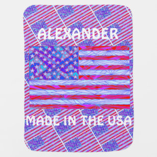 Z American Flag Made In The USA Custom Baby Fun Baby Blanket