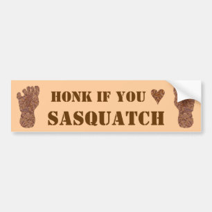 Z Bigfoot Sasquatch Track Honk If You Heart Bumper Sticker