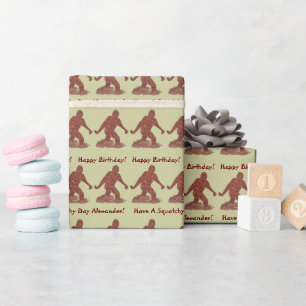 Z Bigfoot Walking Sasquatch Happy Birthday Squatch Wrapping Paper