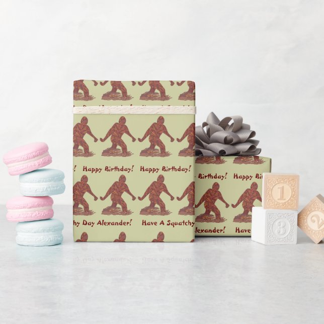 Z Bigfoot Walking Sasquatch Happy Birthday Squatch Wrapping Paper (Baby Shower)