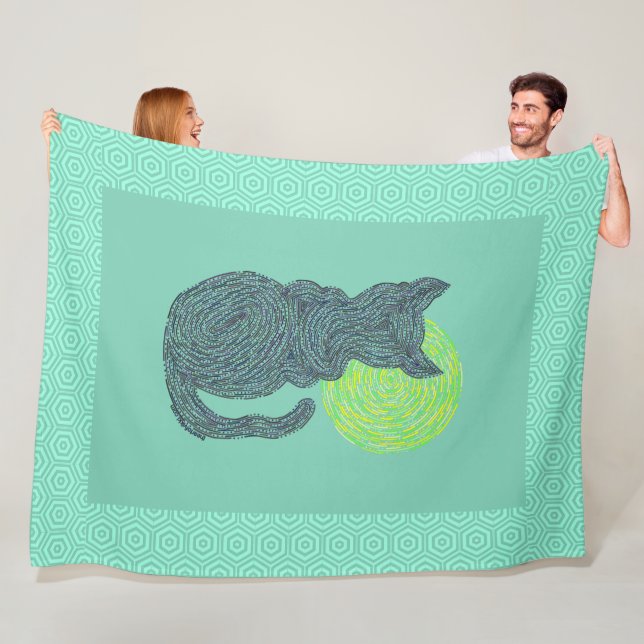 Z Black Cat And The Moon Cat Lover Feline Kitten Fleece Blanket (In Situ)