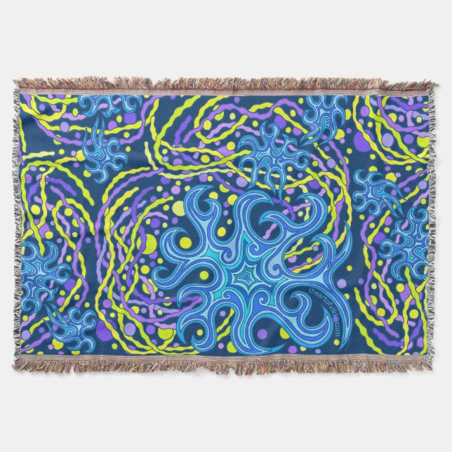 Z Blue And Yellow Astrum Vita Abstract Colourful Throw Blanket (Front)