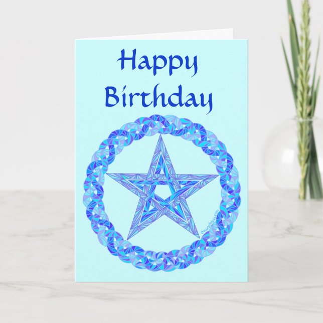 Z Blue Pentagram Wiccan Magical Things Birthday Card (Front)